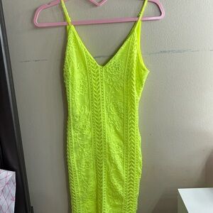 Windsor Yellow Bodycon Mini Dress Spaghetti Strap V-Neck